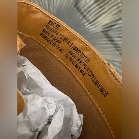 ShoeDazzle - Kaylee Mustard Cone Heeled Ankle Booties - Picture 9 of 10